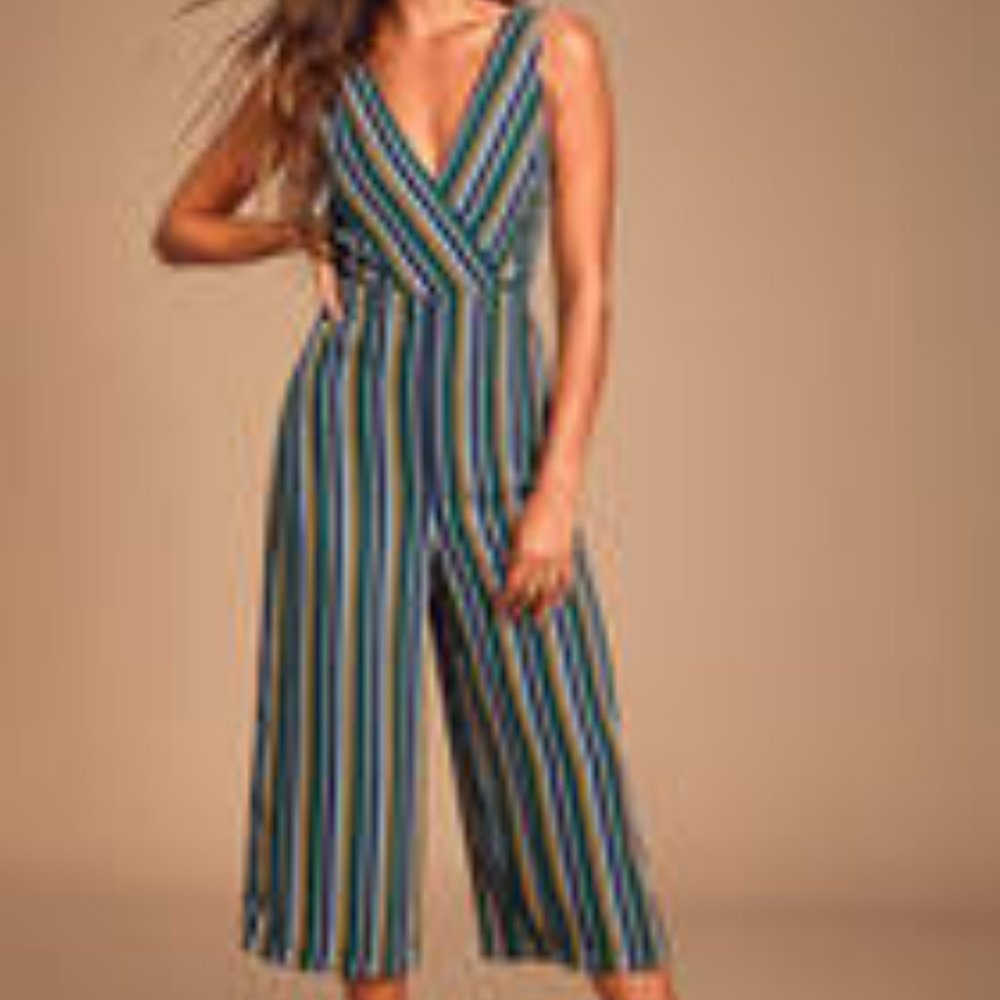 Allyson Striped Tie-Back Culotte Jumpsuit